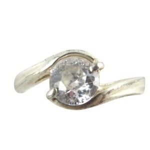 sterling silver ring clear‎ stone sz9